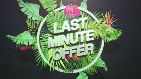 last minute offer with tropical leafs and flowers