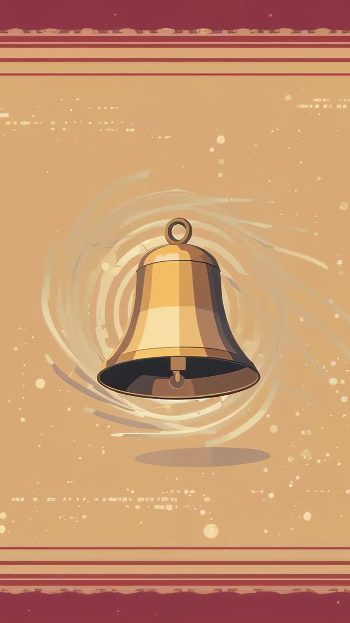 Vertical video: Frames starting, gold bell ringing on panel with swirl and clapper, winding down