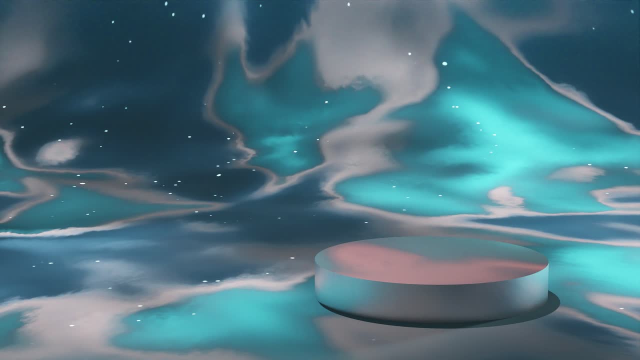 Product display mockup with podium and smooth colorful moving background