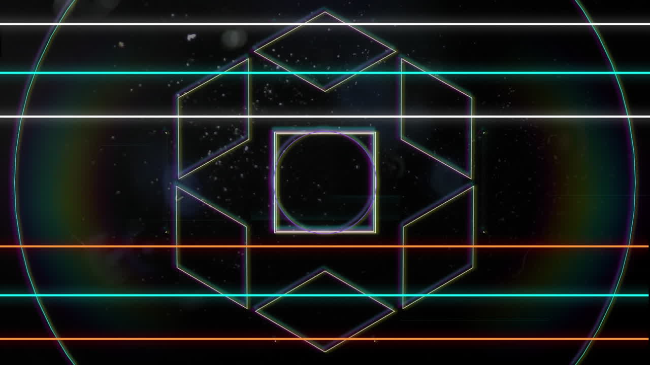 Animation of geometric shapes and colored lines