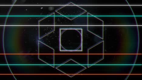 Animation of geometric shapes and colored lines