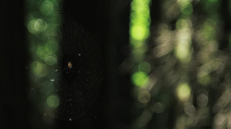Spider In A Web In The Woods