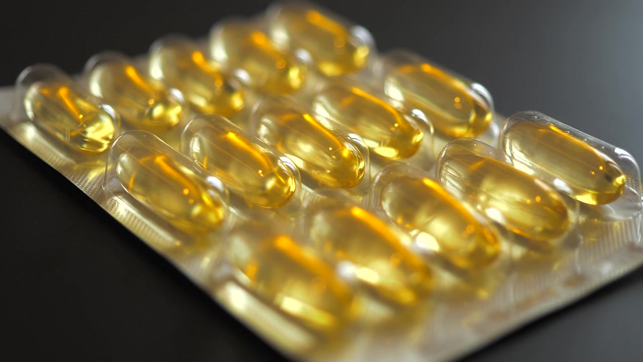 Blister Pack of Golden Omega-3 Fish Oil Capsules