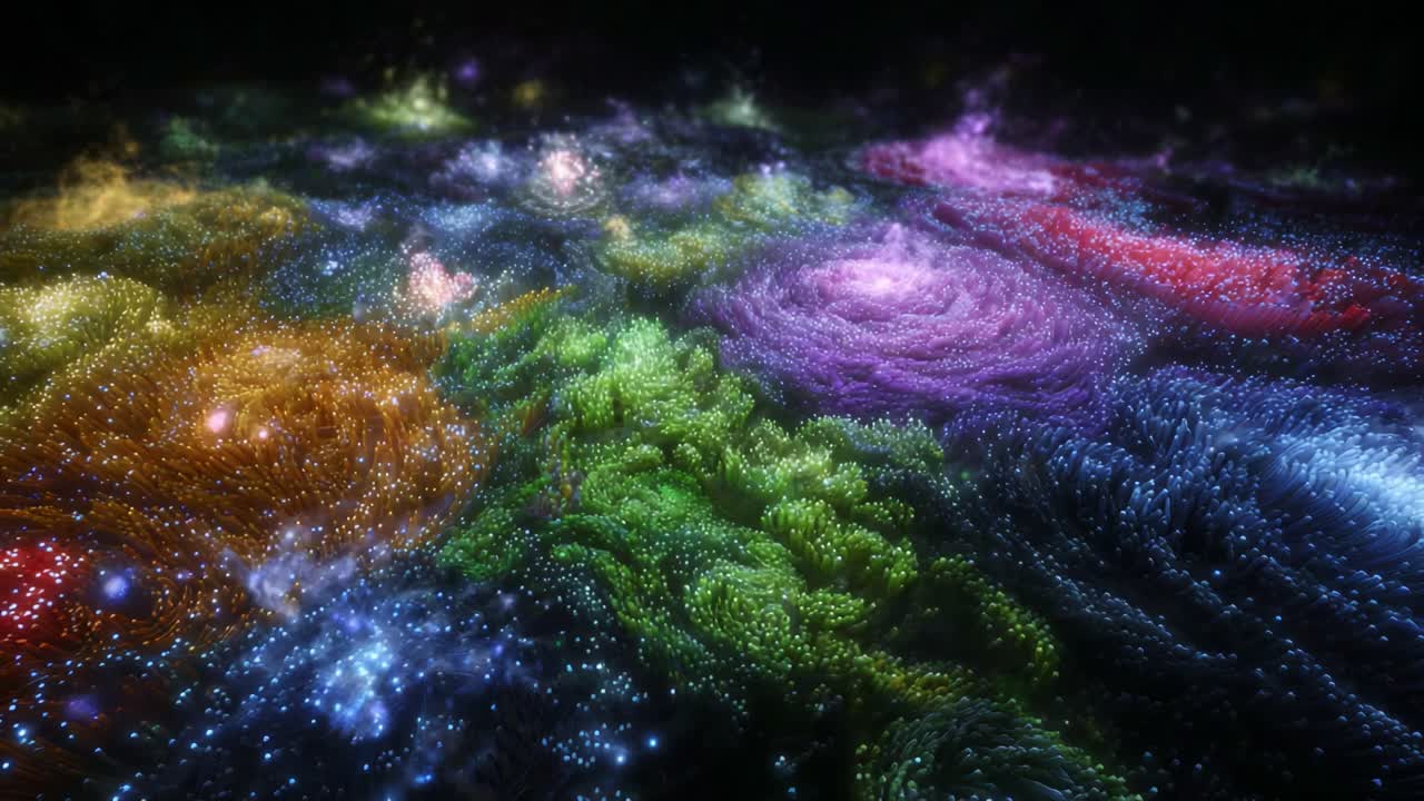 A Stunning Display of Cosmic Phenomena: Vibrant Colors and Swirling Patterns Representing a Fantastical Universe Filled with Stars and Galaxies in Motion