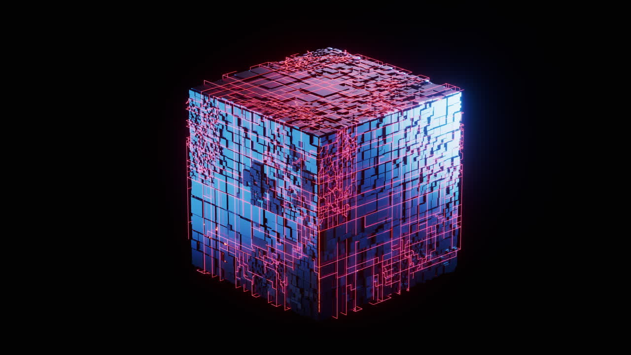 Abstract technology cube construction, 3d rendering.