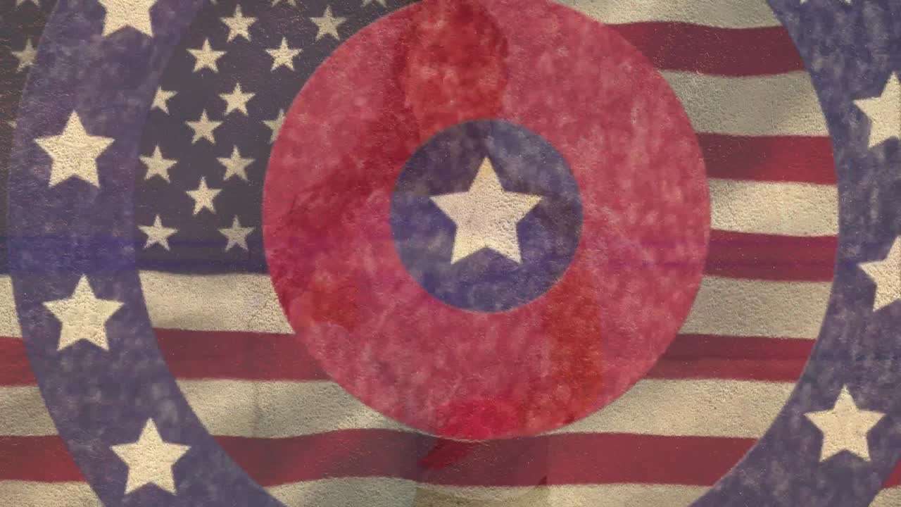 해변에서 요가를 하는 양색 여성 위에 미국 발이 있는 원의 애니메이션