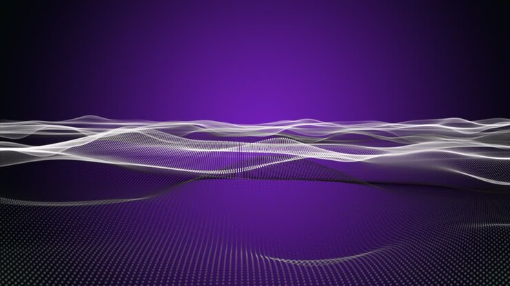 Fantastic animation with particle wave object in slow motion and color changing background with space for text, 4096x2304 loop 4K
