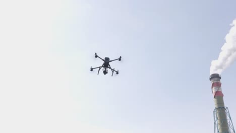 Industrial-Big-Drone-Flying-on-Industrial-Plant---Cinematic-Slow-Motion-Shot