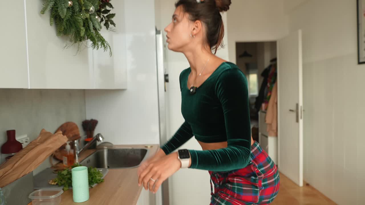 Woman Decorating for Christmas