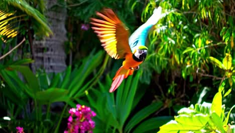vibrant macaw in a tropical jungle