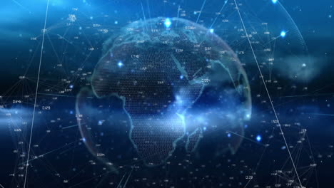 animación del globo a través de la red de conexiones y procesamiento de datos
