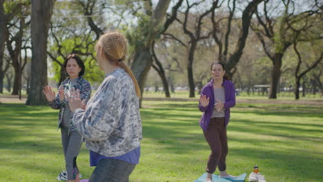 group exercise session in a park