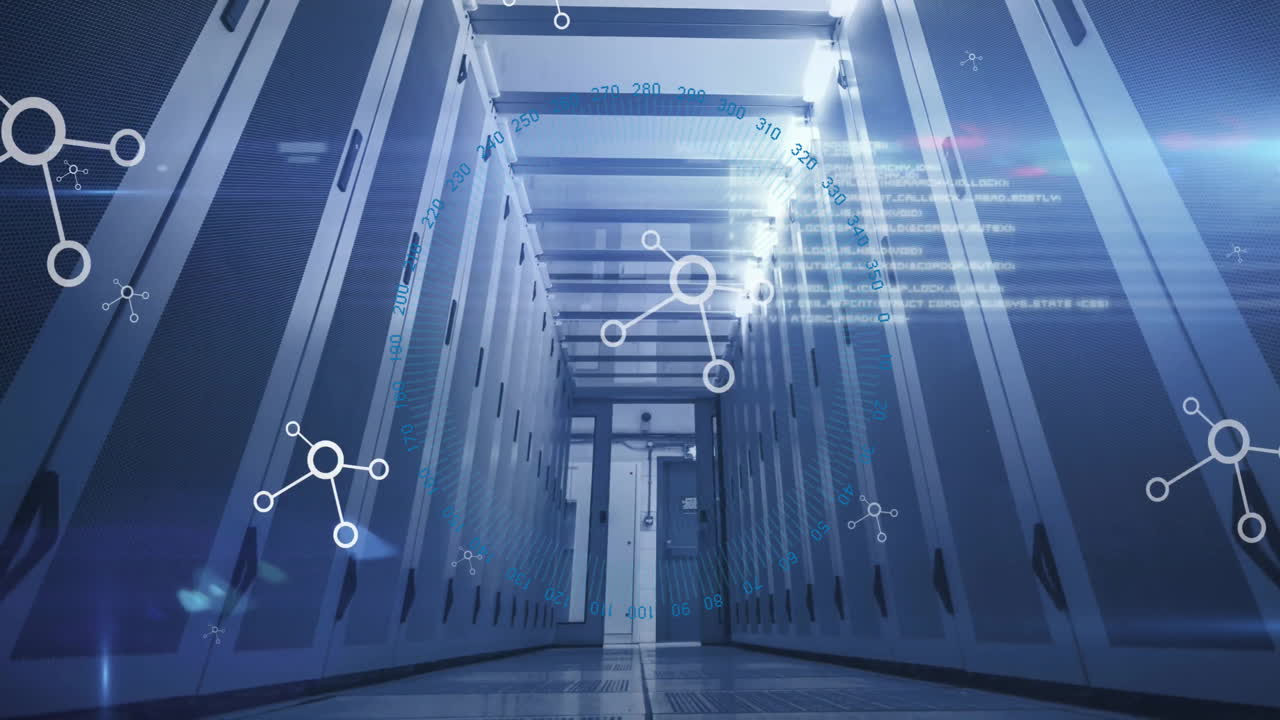 분자의 애니메이션 및 컴퓨터 서버를 통해 데이터 처리