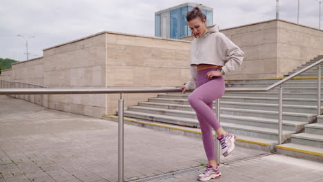 woman stretching outdoors