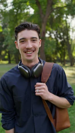 smiling man in a park