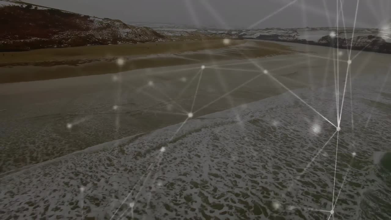 animación de redes de conexiones sobre el paisaje