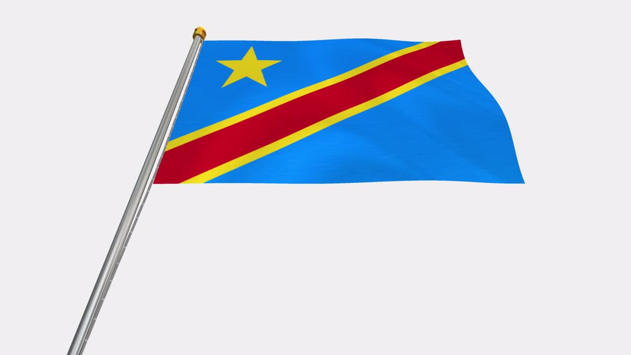 vídeo en bucle de la bandera de la república democrática del congo revoloteando en el viento, vídeo en cámara lenta de 4k, con canal alfa