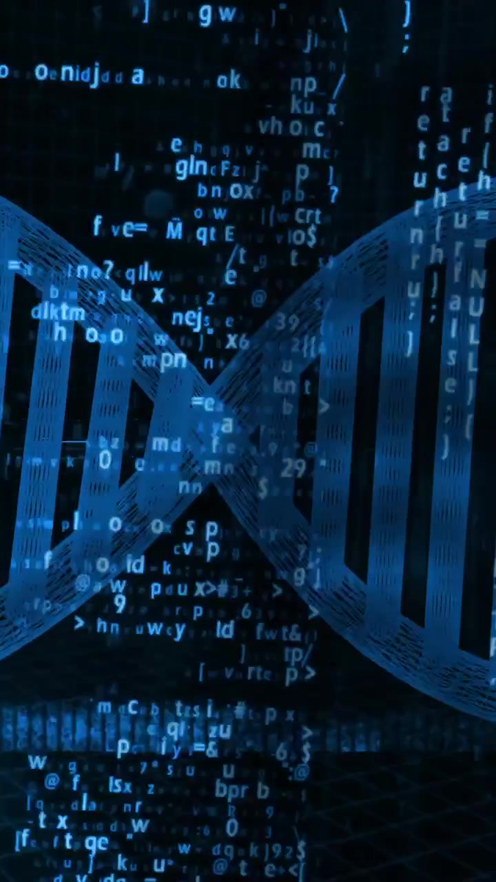 DNA strand with binary coding for scientific data processing in animation