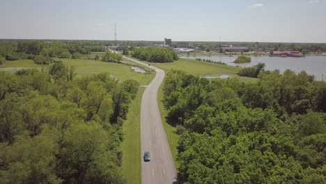 regional-park,-pine-bluff,-Arkansas-with-a-view-of-lake-and-downtown