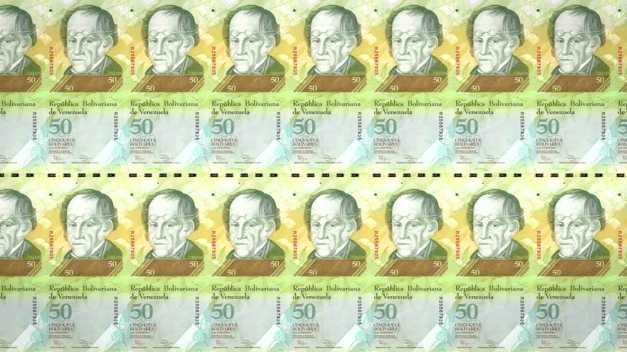 100 베네수엘라 볼리바르 은행 지폐는 화면에 굴러, 세계 동전, 현금, 루프