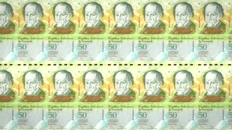 banknotes of one hundred venezuelan bolivars of the bank of venezuela rolling on screen, coins of the world, cash money, loop