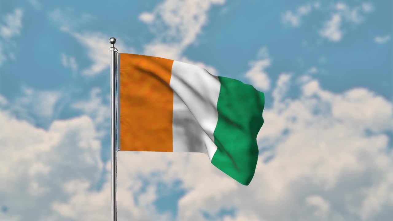 bandera ondeando en el cielo azul video realista 4k