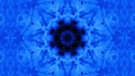 fuego con llamas azules sobre un fondo negro. llama de fuego ardiente. flujo de fuego abstracto es caleidoscopio. budismo flor de mandala, kaleido. azul ardiente brillante. fuego fuerte. campos ardientes. bucle 4k