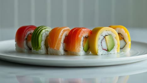 colorful sushi rolls on a plate