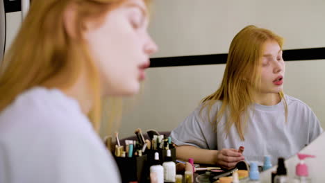 woman practising on the dressing room