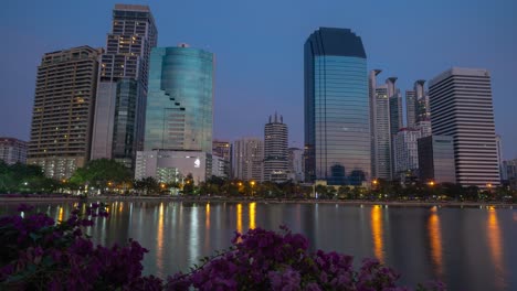 bangkok city skyline at dusk