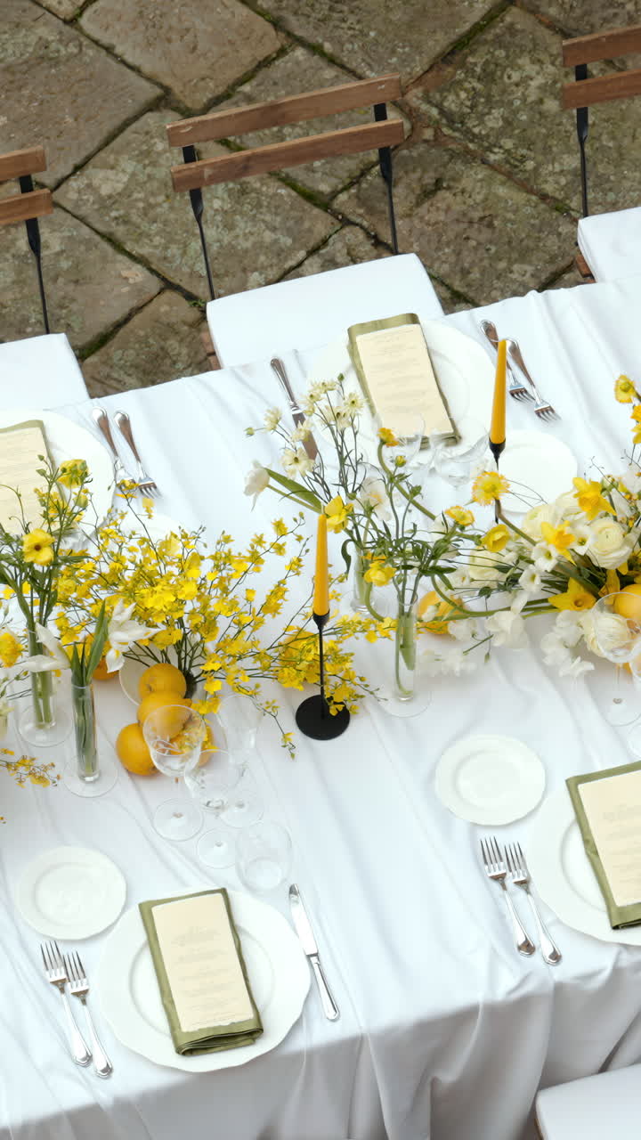 Formal Yellow and White Table Setting