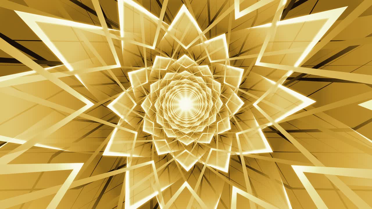 patrón floral esférico abstracto amarillo. fondo de bucle de túnel animado