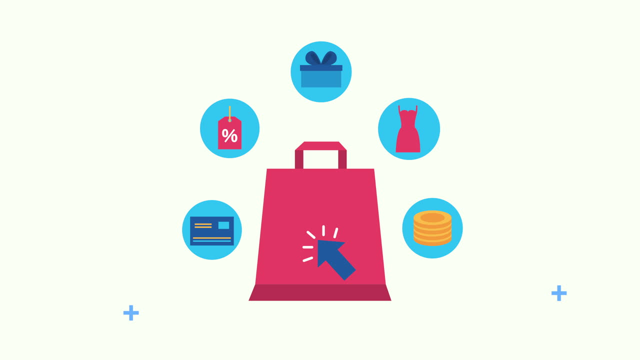 쇼핑 가방 및 상업 세트 아이콘