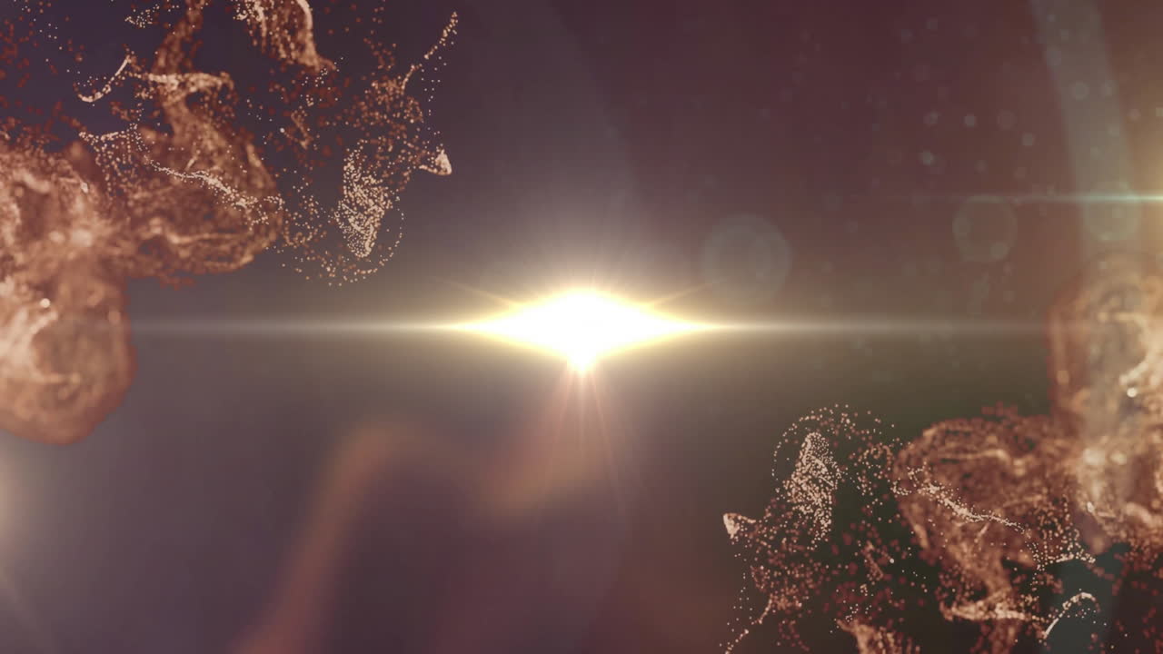 갈색 배경에서 움직이는 모양과 빛의 흔적의 애니메이션