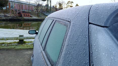 car top with ice after frost