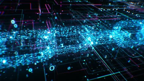 Blockchain Abstract Structure Illustration. Block Chain Cryptocurrency Transaction Process 3d Animation. Computer Network Grid Background. Modern Business Technology Concept.
