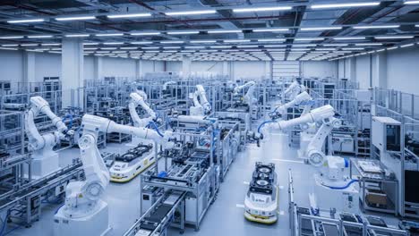 advanced robotics in a high-tech manufacturing facility demonstrating automated assembly lines and precision engineering for modern production techniques