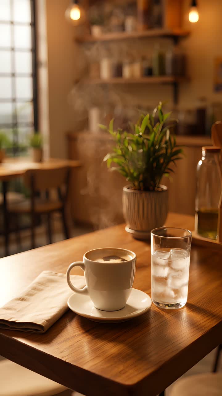 Interno di caffè estetico con atmosfera accogliente 4K