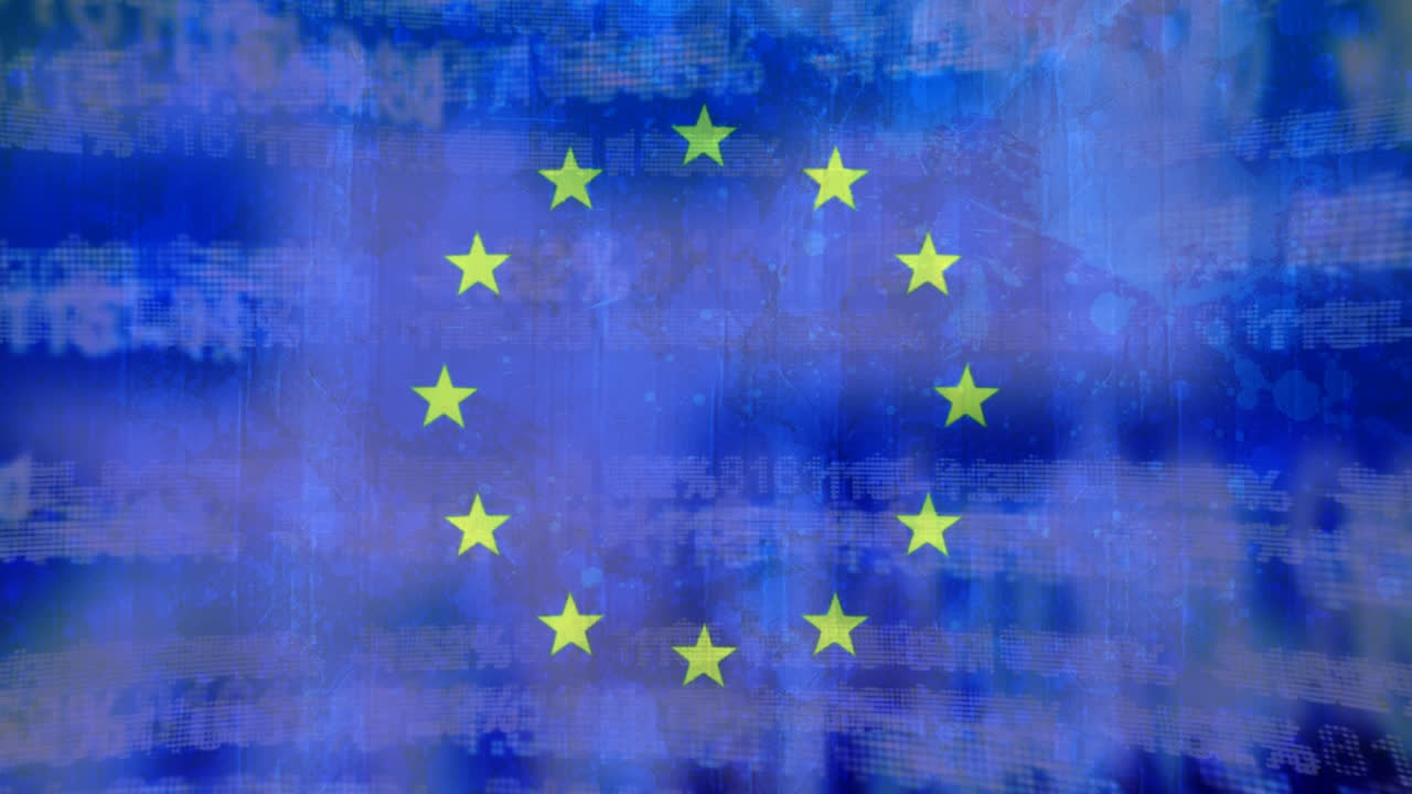 Bandiera dell'UE e codici digitali