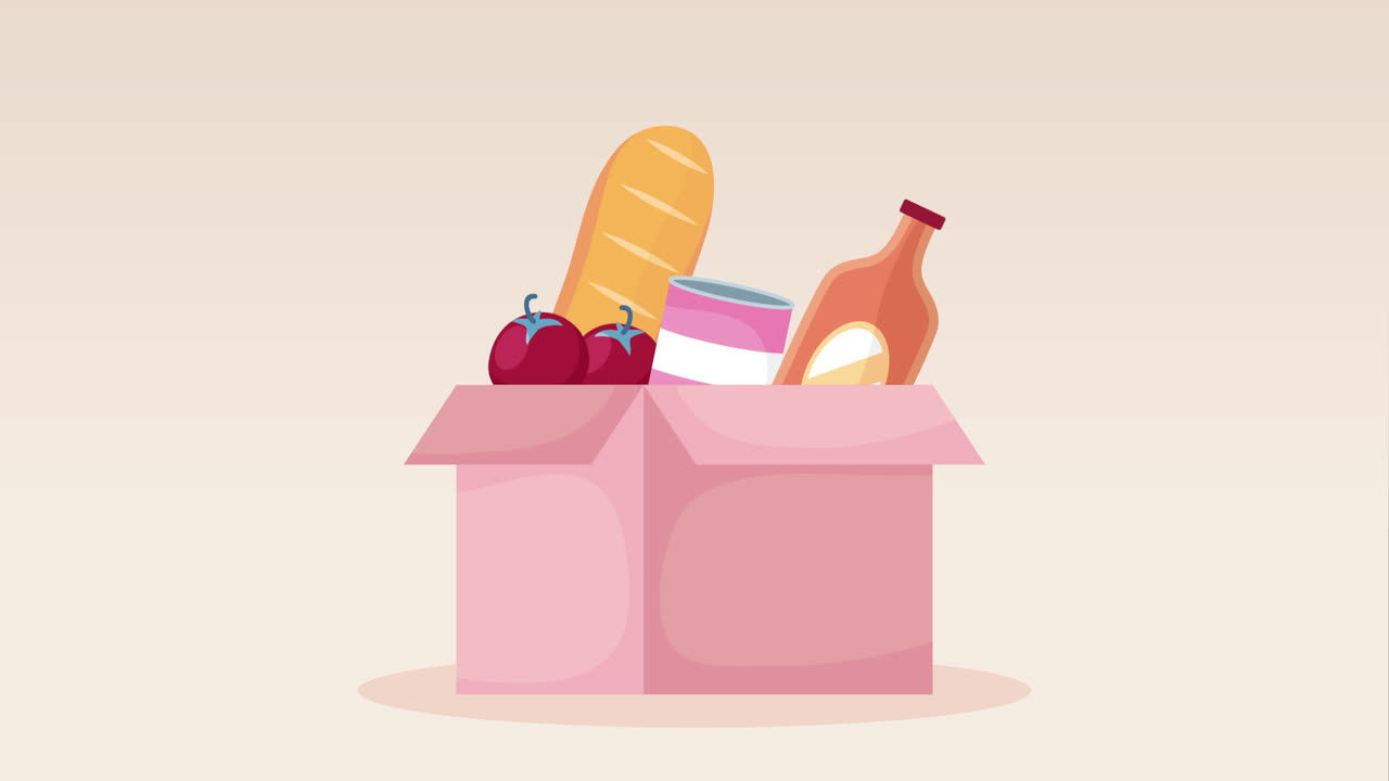 식료품 상자 기부 캠페인 애니메이션