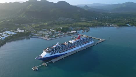 Cruise-ship-moored-in-tourist-port-of-Amber-Cove-bay,-Puerto-Plata-in-Dominican-Republic