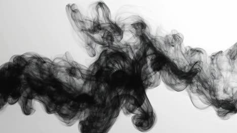 black smoke on white background. black smoke swirls gracefully against a stark white backdrop, creating an ethereal and abstract visual effect.