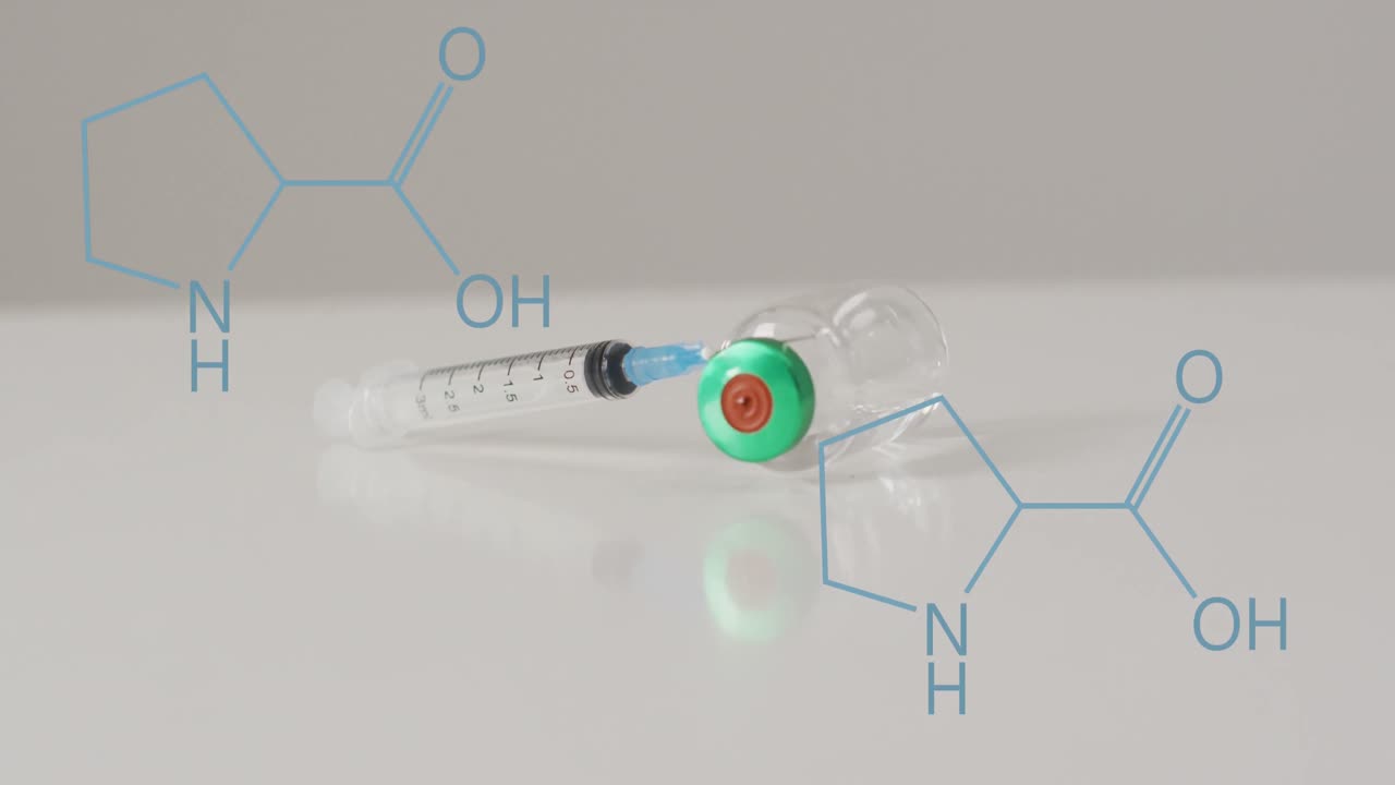 주사기와 백신  ⁇ 통 위의 요소 구조 다이어그램