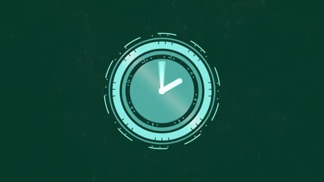 animación del reloj moviéndose primero sobre redes de conexiones con puntos brillantes