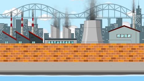 progresión animada del horizonte de una ciudad industrial.