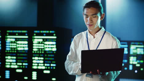 employee strolling through data center