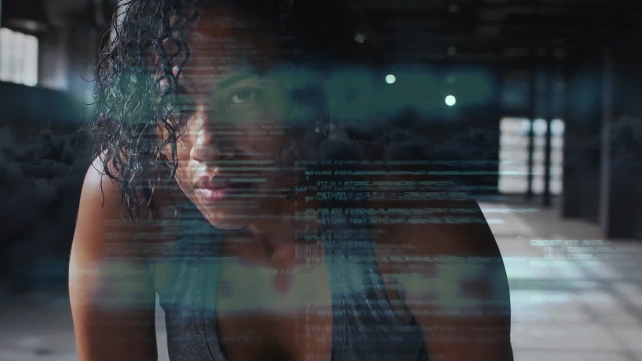 animación de estadísticas y gráficos sobre mujeres que respiran pesadamente