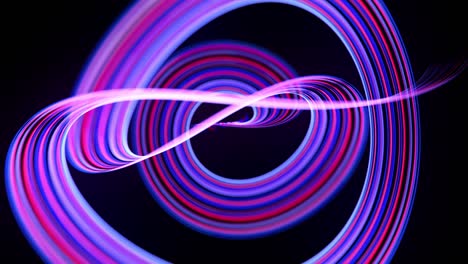 flujo de luz bg en 4k. fondo en bucle abstracto con rastros de luz, flujo de líneas de neón rojo azul en el espacio se mueven para formar formas espirales en bucle. fondo de diseño de movimiento moderno de moda. efecto de luz,