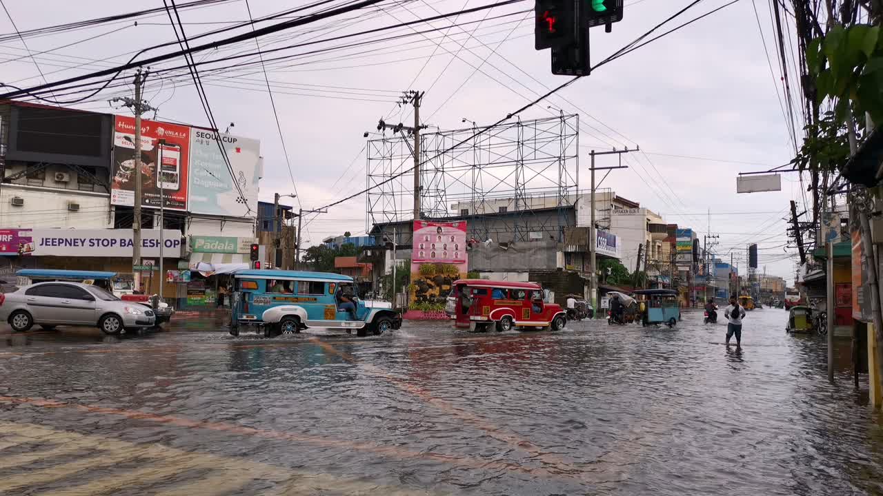 Philippines Street Flooded During Heavy Rain