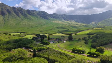 lush green makua valley surrounded by the waianae mountains in oahu, aerial